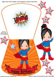 Super Hero No 5 Wobble Card Girl Age 3-8