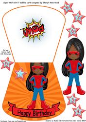 Super Hero No 7 Wobble Card Girl Age 3-8