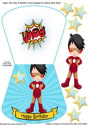 Super Hero No 8 Wobble Card Boy Age 3-8