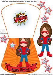 Super Hero No 8 Wobble Card Girl Age 3-8