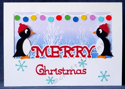 Penguin Merry Christmas Aperture Card and Backing Insert