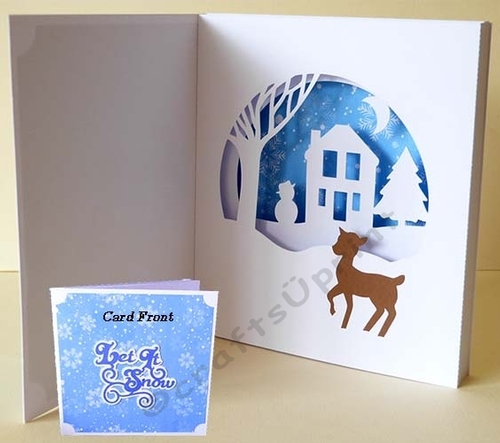 Christmas Scene Tunnel Card with Snowflake Backing Paper
