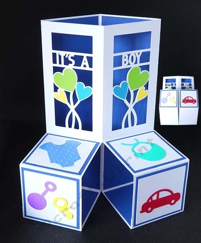 Baby Boy Popup Cube Card