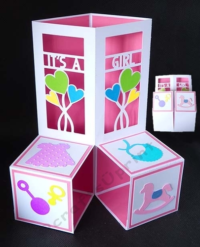 Baby Girl Popup Cube Card