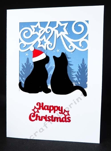 Christmas Cat and Puppy Card with Backing Paper