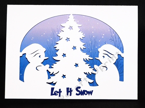 Snowmen and Tree Aperture Card with Backing Paper
