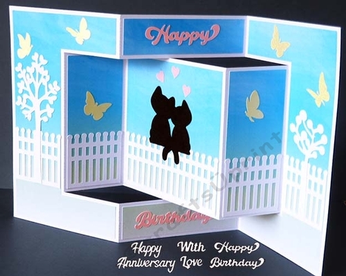 Love Cats Shutter Card with various sentiments and Backing Paper