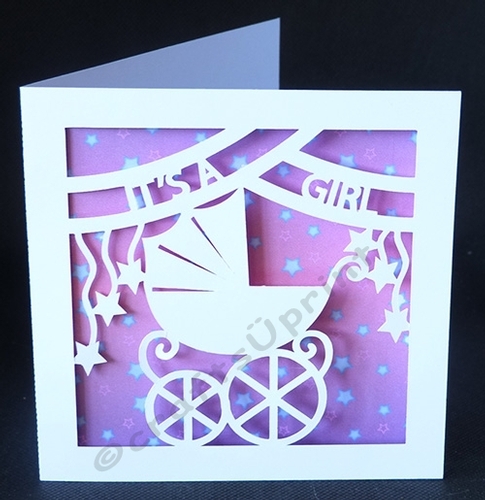 Its A Girl Pram Card