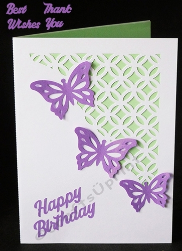 Circle Lattice Butterfly Card with various sentiments