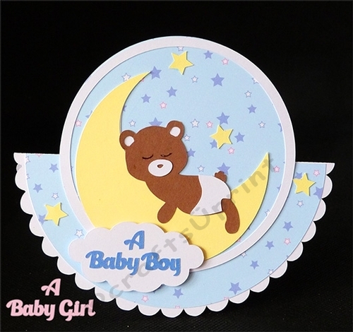 New Baby Moon Rocker Card for Boy or Girl