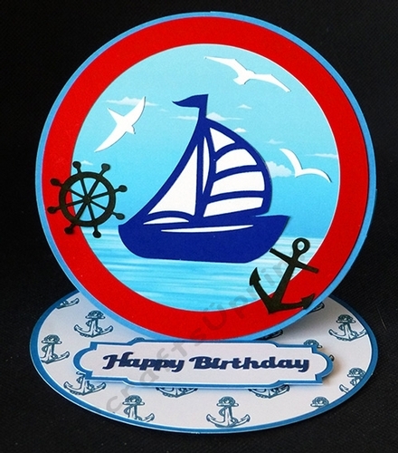 Sailboat Easel Card with sea backing paper