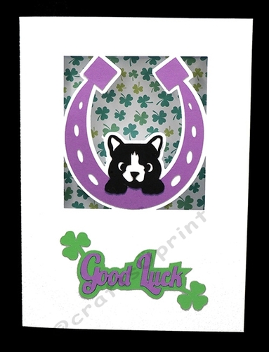 Good Luck Cat Card with Backing Paper
