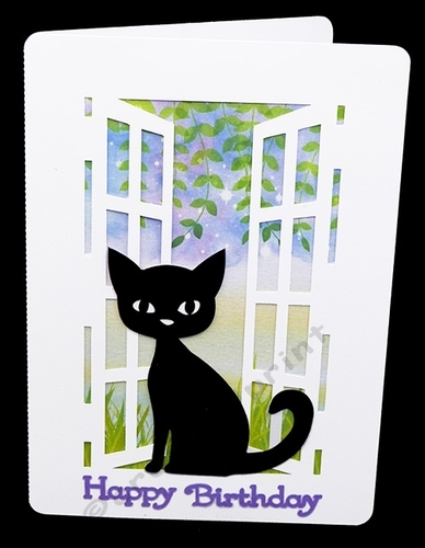 Cat in Window Card with backing paper