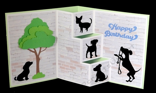 Stair Puppies Step Card with Backing Paper