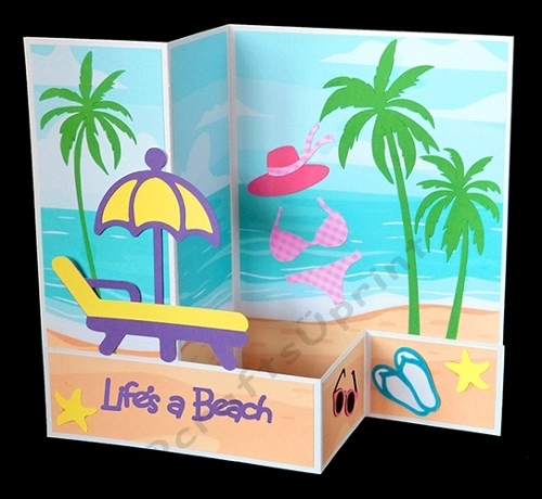 Beach Z Fold Card with backing paper