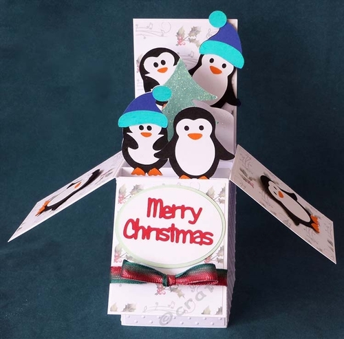 3D Penguin Popup Box Card