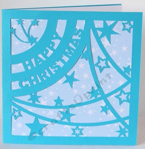 Happy Christmas with Stars Cutout Card