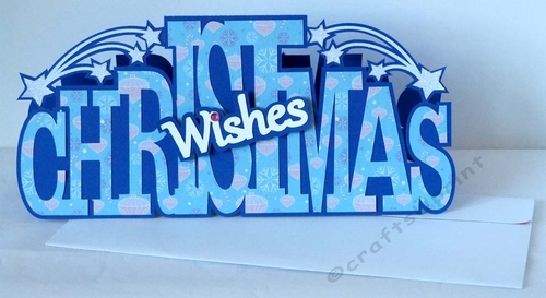 Christmas Wishes Word card with stars and envelope