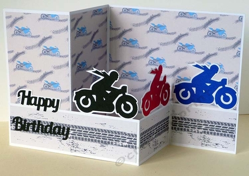 Motorcycle Z fold Card with backing paper