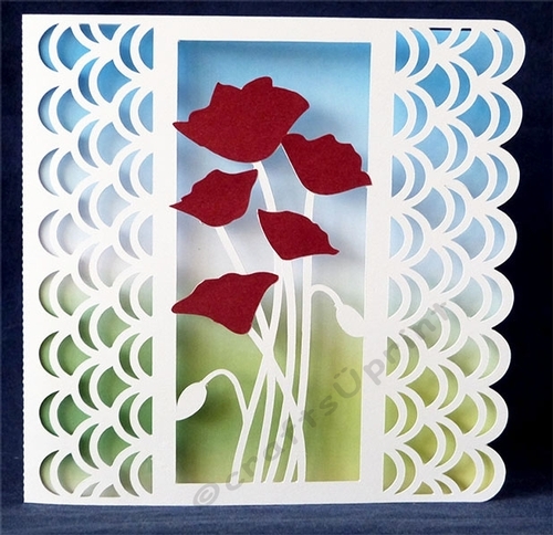Scalloped Edge Poppy Aperture Card