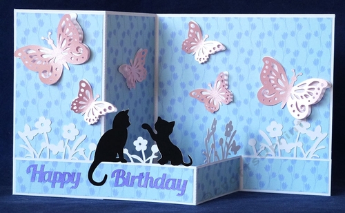 Kittens and Butterflies Z Fold Card
