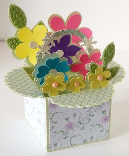 3D Floral Basket Popup Box Card