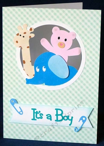 Baby Animals Card with Boy and Girl Words