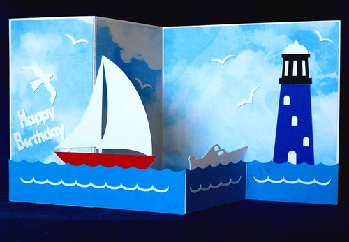 Sea Scene Z Fold Card