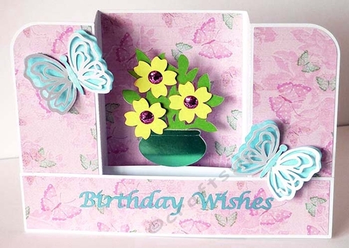 3D U Fold Popup Up Vase Card