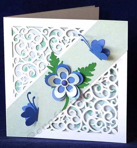 Corner Flourish Card with Folded Butterflies