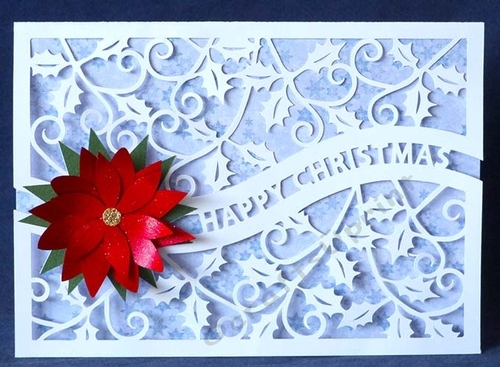 Happy Christmas Poinsettia Split Card