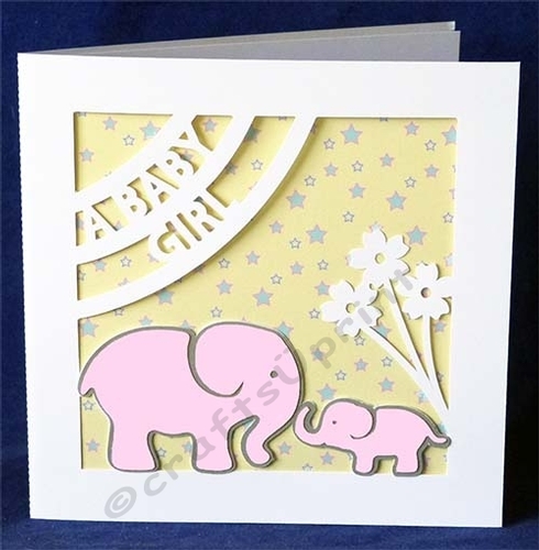 Baby Girl Elephants Card