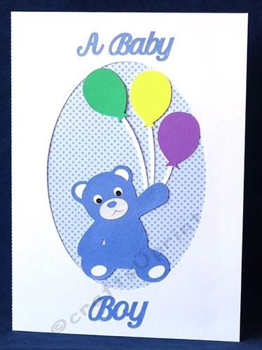 Balloon Bear New Baby Card with Boy and Girl Words