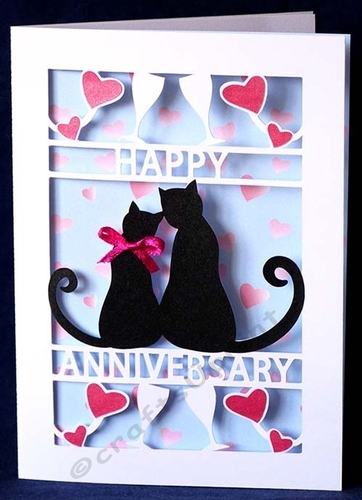 Cats Anniversary Card and Hearts Backing Paper