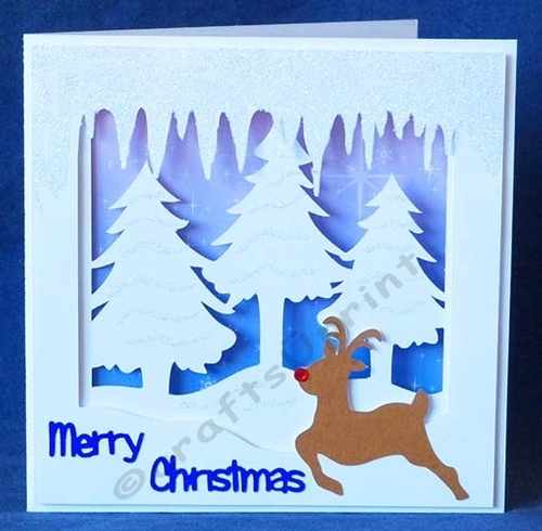 Layered Reindeer and Trees Card with Backing Paper