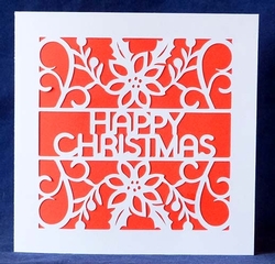 Happy Christmas Poinsettia and Holly Card
