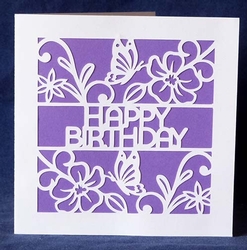 Happy Birthday Flower Flourish and Butterfly Card