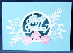 Happy Birthday Flower Frame Aperture Card