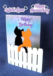 Cats on Fence Card with multiple sentiments and backing sheet