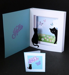 Cat Tunnel Card with flower backing panel