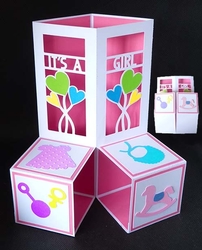 Baby Girl Popup Cube Card