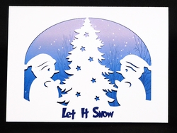 Snowmen and Tree Aperture Card with Backing Paper