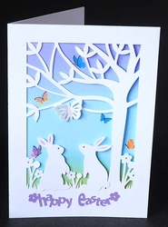 Easter Bunny Tree Card with Backing Paper