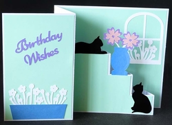 Cats with Flowers Z Fold Popup card