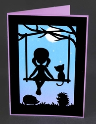 Girl on Swing Card with backing paper
