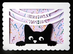 Birthday Wishes Cat Card with backing paper