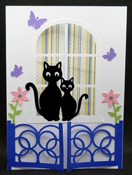 Two Cats in Window Card