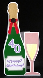 Champagne Birthday Card with multiple numbers