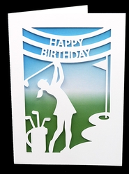 Lady Golfer Birthday Card with Backing Paper