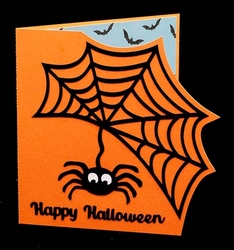 Spiders Web Halloween Card with Bats Backing Paper